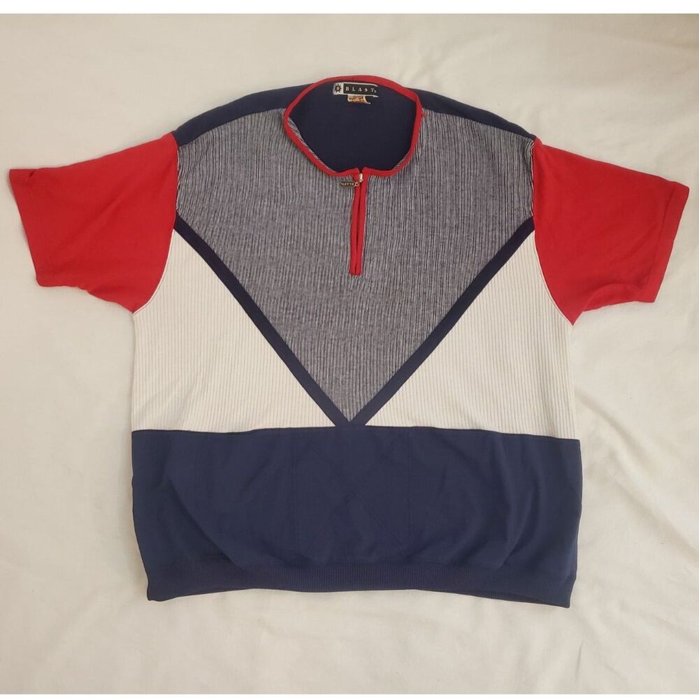 Vintage Blast Shirt Adult 3X Pullover Colorblock Retro 80s Textured with Zipper